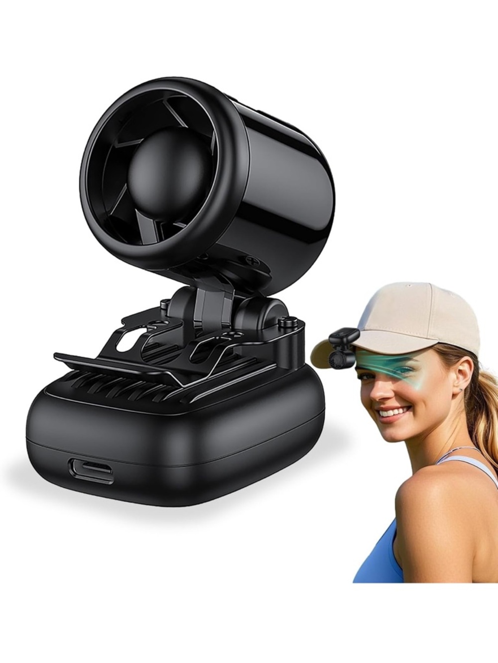Clip-On Black Mini Fan for Headwear - Portable VR/AR Accessory